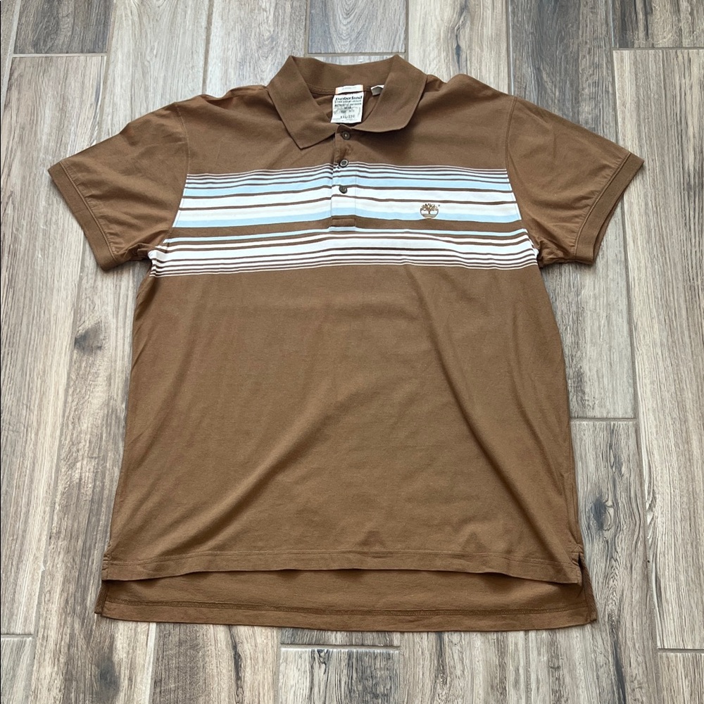 Timberland Brown Polo with White Stripes